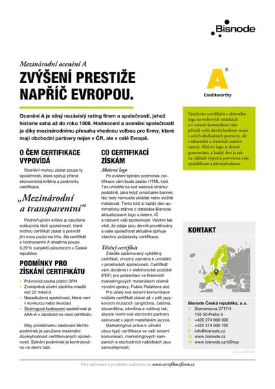 Certifikát Bisnode